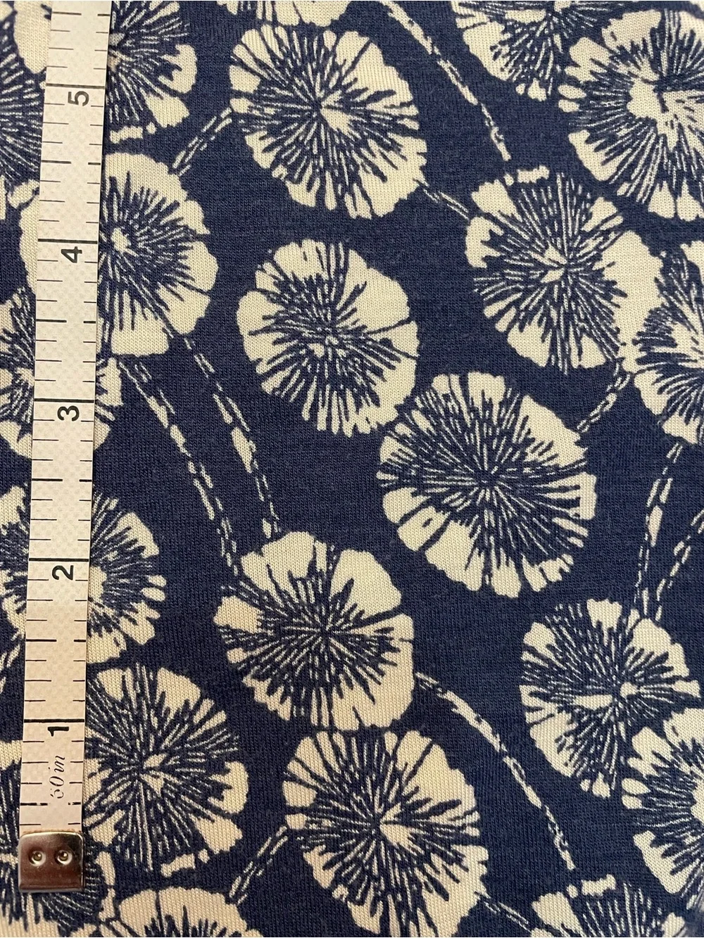 Boden Indigo Blue Floral Puff-Sleeve Knit Jersey Women's Top